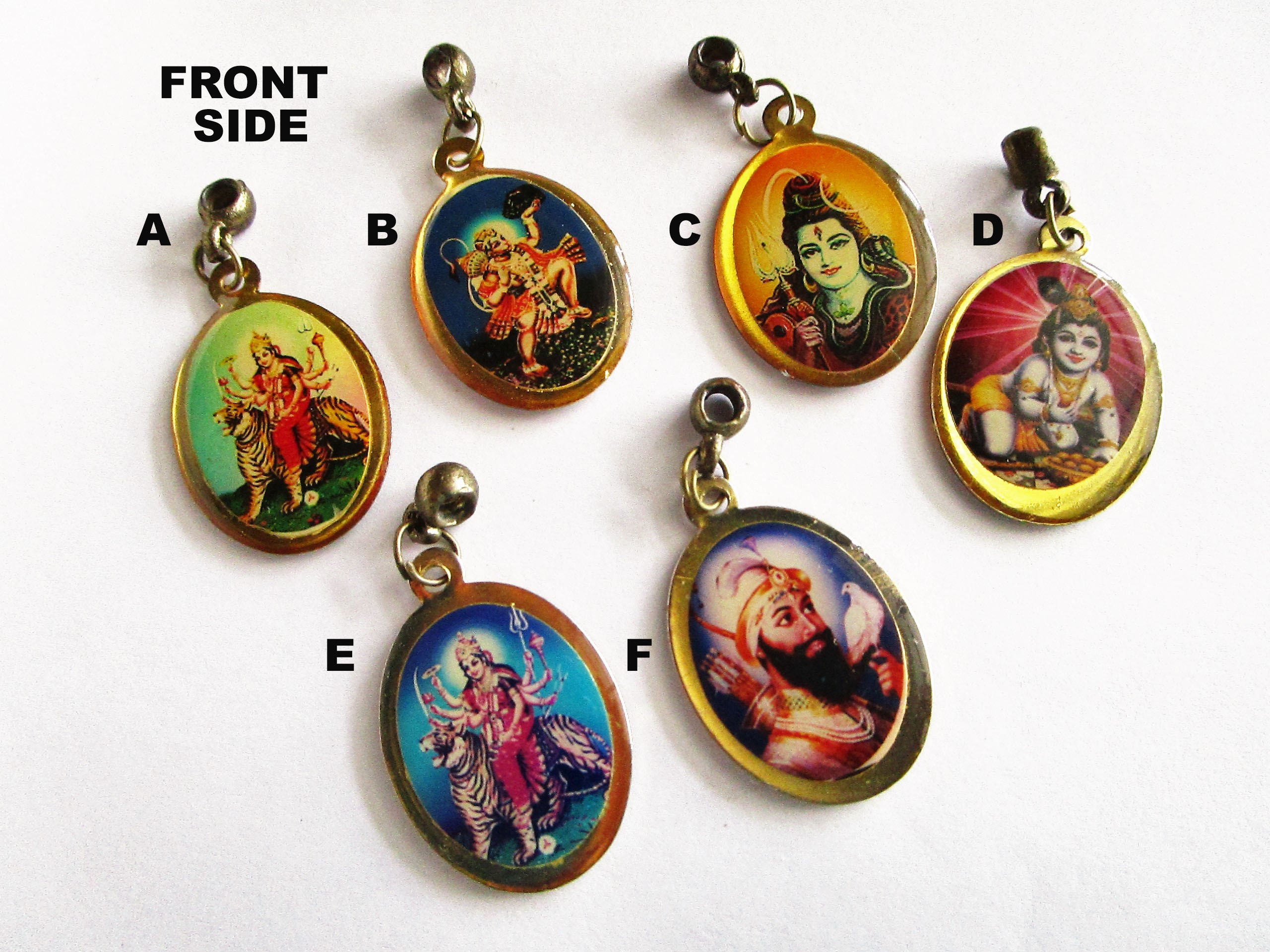 Vintage Double Sided Hindu Goddess Brass Metal Pendant Charms Etsy