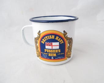 Taza de copa de ron Vintage Pusser: Esmalte de las Islas Vírgenes Británicas