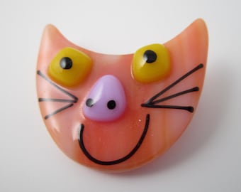 Broche de cristal con forma de gato, colorido, de 1 3/8" de ancho