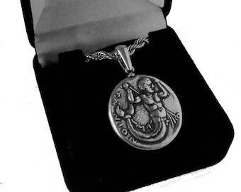 Triton Greek Coin Pendant with Chain Son Of Poseidon, Messinger of the Big Sea, Percy Jackson Teen Gift, (PJPV14-S)