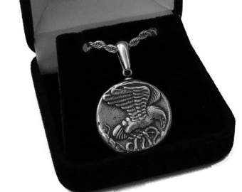 Nike Coin Pendant & Chain, Goddess of Victory, Eagle, Very Fast Runner, Greek Mythology (9P-S)