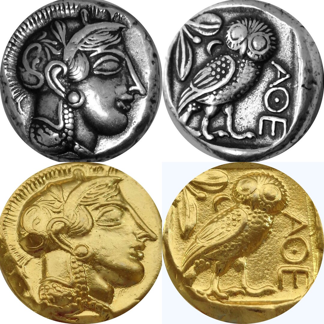 Athena and Owl, Famous Greek Mythology Coin, Goddess of Wisdom