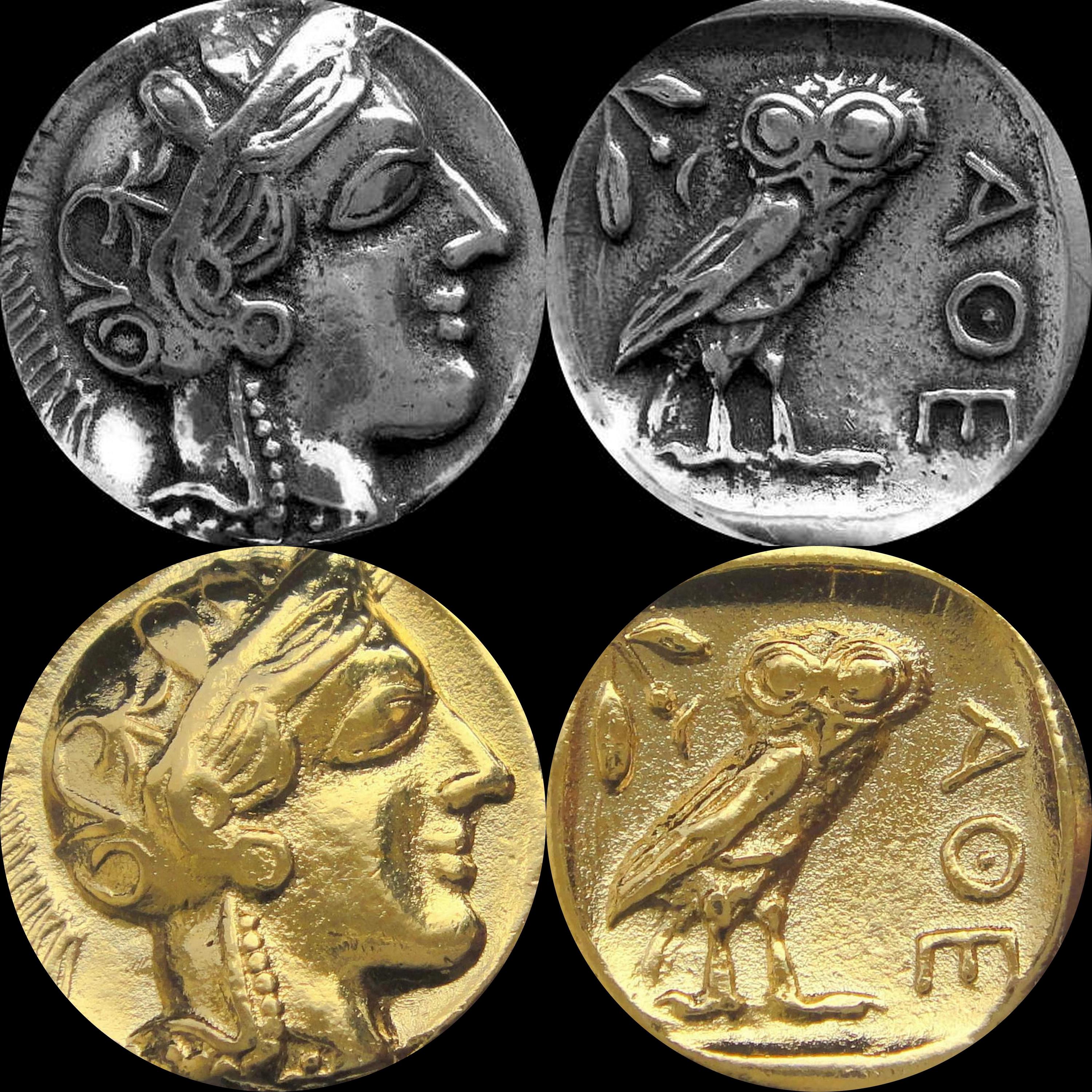 Athena and Owl,  Famous Greek Coin, Popular Version, &ldquo;Mark of Athena&rdquo; Great Stocking Stu