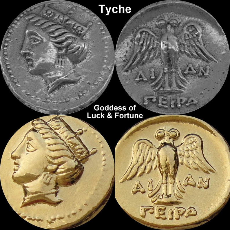 Tyche Greek Coin Greek Goddess of Luck & Fortune Greek | Etsy