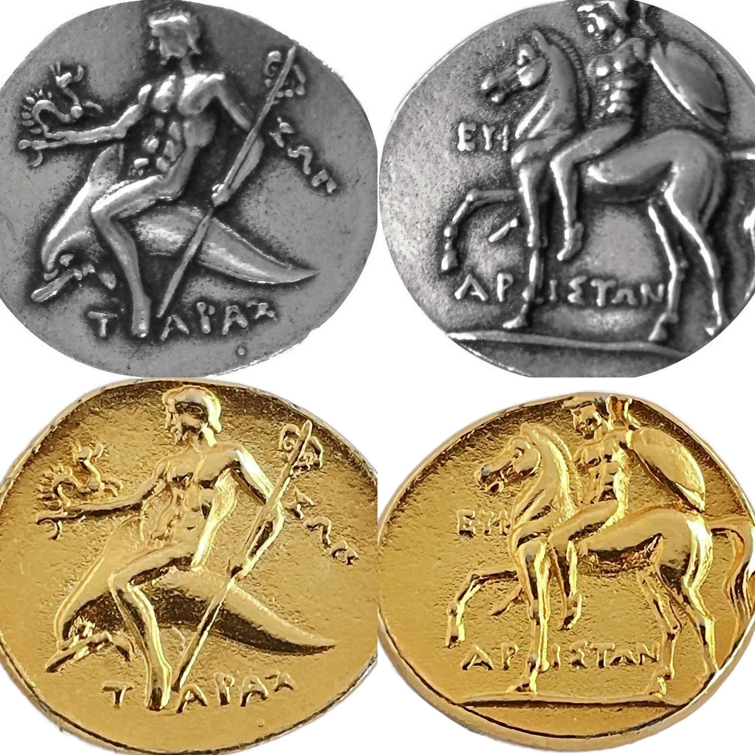 Taras and Dolphins Greek Mythology Coin, Son of Poseidon, Drachm
