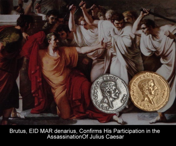 Brutus Roman Empire Assassination of Julius Caesar, 20-G Eid Mar Roman Coin