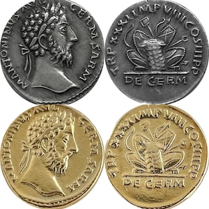 Marcus Aurelius, Famous Roman Coin, Victory in Germany, Philosopher King, Author of “meditations”. Great Stocking Stuffer 106