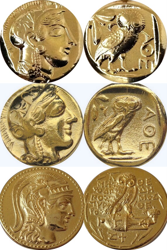3 Versions of Famous Greek Coins Percy Jackson Fans Athena /& Owl 3ATHOWL-G