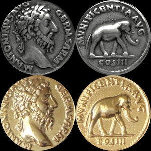 Marcus Aurelius & Elephant Famous  Ancient Roman  Coin, Philosopher King, Authored &quot;meditations&quot;, Emperor of Rome. Great Stocking Stuffer 26