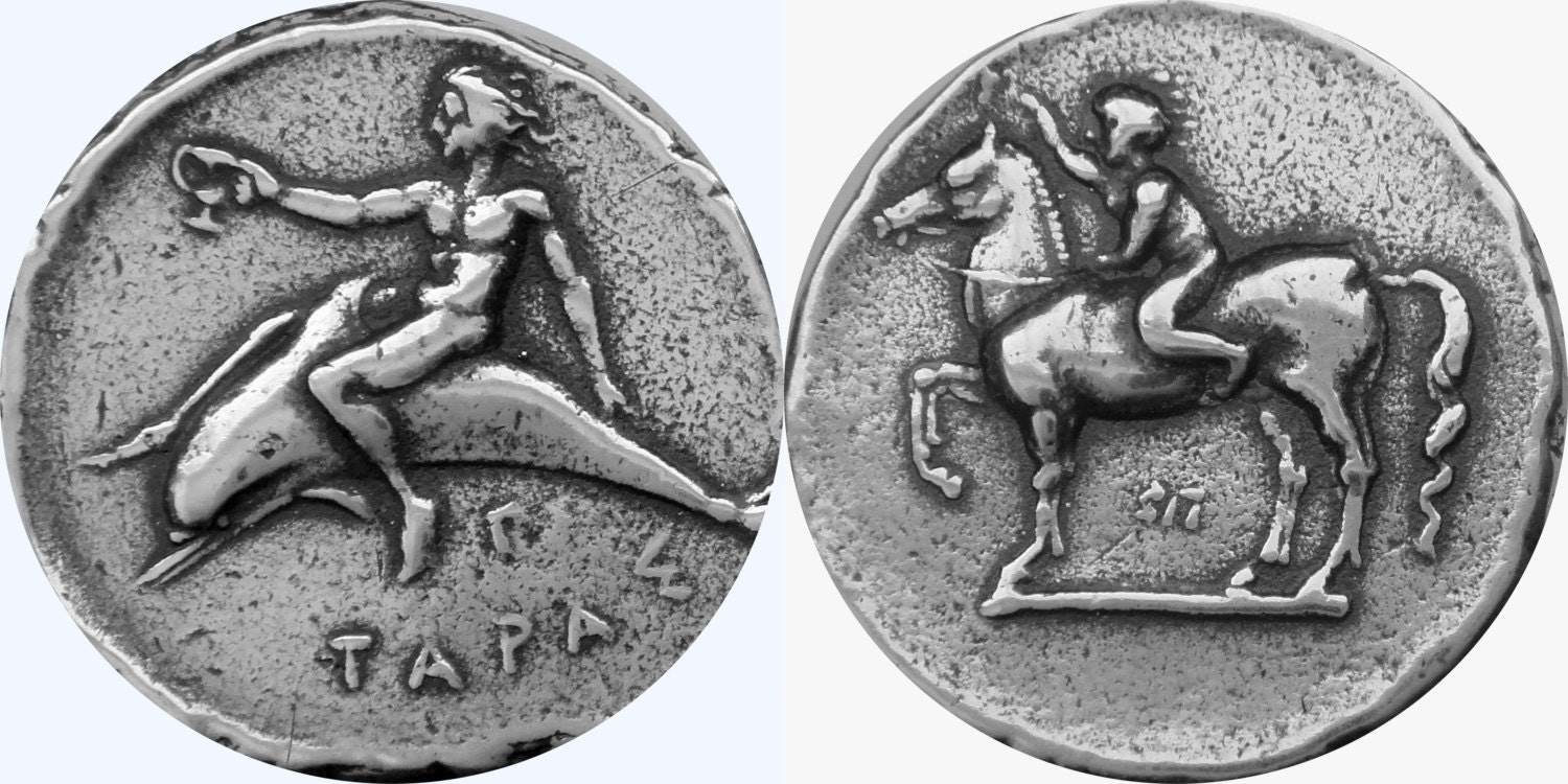 TARAS Fils de Poséidon cheval et dauphins argent fini Etsy