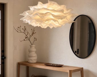 Cloud Pendant Lampshade, Organic Paper Ceiling Light, Sculptural Washi Lamp Shade, Japandi Wabi Sabi Bedroom & Living Room Decor S M L
