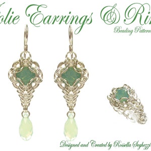 Pendientes y anillo con patrón de cuentas Jolie - Archivo Pdf Sólo para uso personal