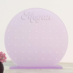 Round Acrylic Earring Stand, Minimalist Jewelry Organizer with Name