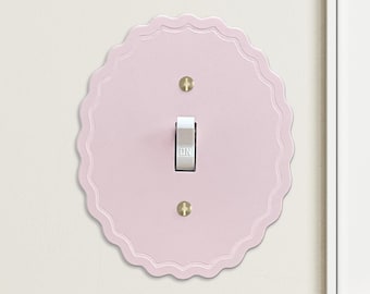Scalloped Edge Oval Light Switch Plate, Matte Acrylic Single Toggle Cover, Casual Modern Decor