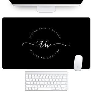 Personalized Large Desk Pad, Oversized Mouse and Keyboard Mat with Monogram, Office Accessory
