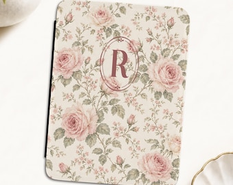Personalized Kindle Case with Vintage Pink Roses, 6", 6.8" Paperwhite, 7" Colorsoft Signature, E-Reader Cover