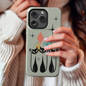 Atomic Cat iPhone Case: Mid Century Modern Design