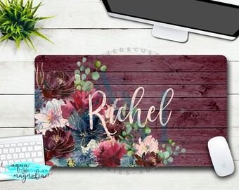 Monogrammed Desk Pad Blush Floral Personalized Desk Pad For Etsy