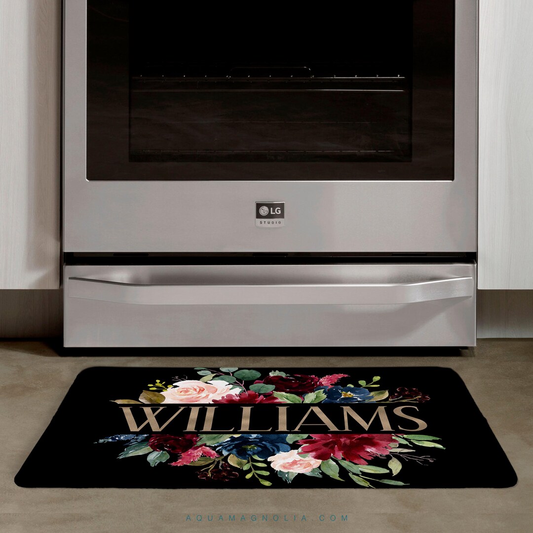 Floral Memory Foam Kitchen Floor Mat, Personalized Modern Decor - Etsy