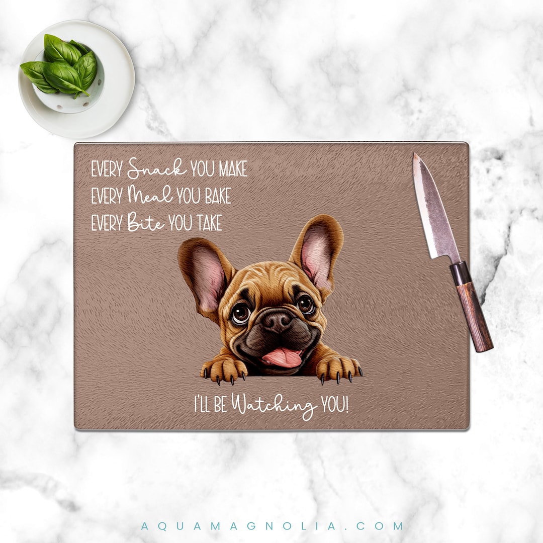 French Bulldog Lover Cutting Board Tempered Glass Dog Cutting Etsy