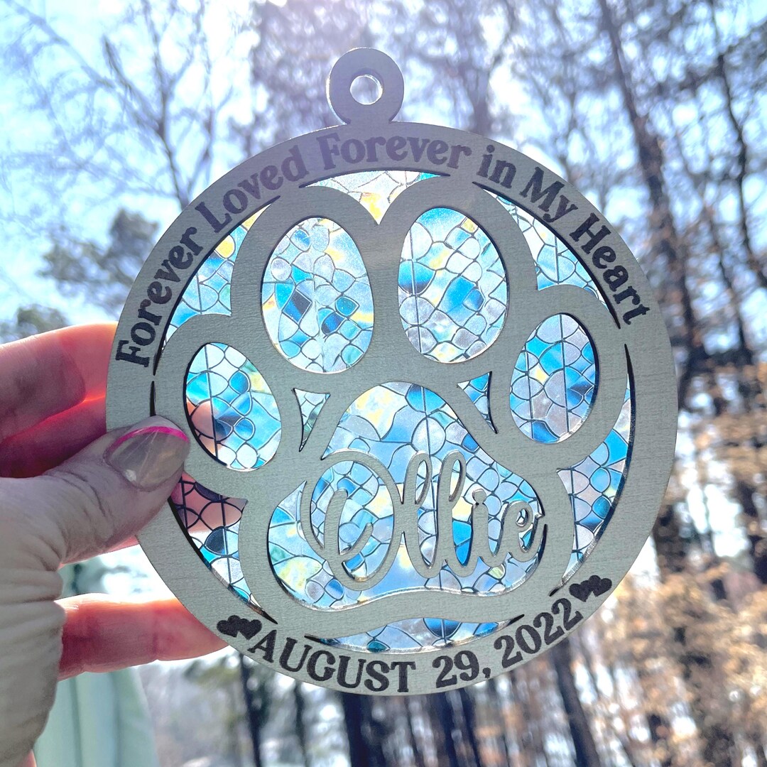 Rainbow Bridge Pet, Personalized Suncatcher Pet Memorial, Dog Paw ...
