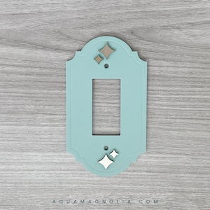 image of a custom made acrylic vintage olive green light switch wall plate, including rocker wall plate, outlet covers and combo electrical covers. Made to order and laser cut from your choice of 28 trendy matte acrylic colors.