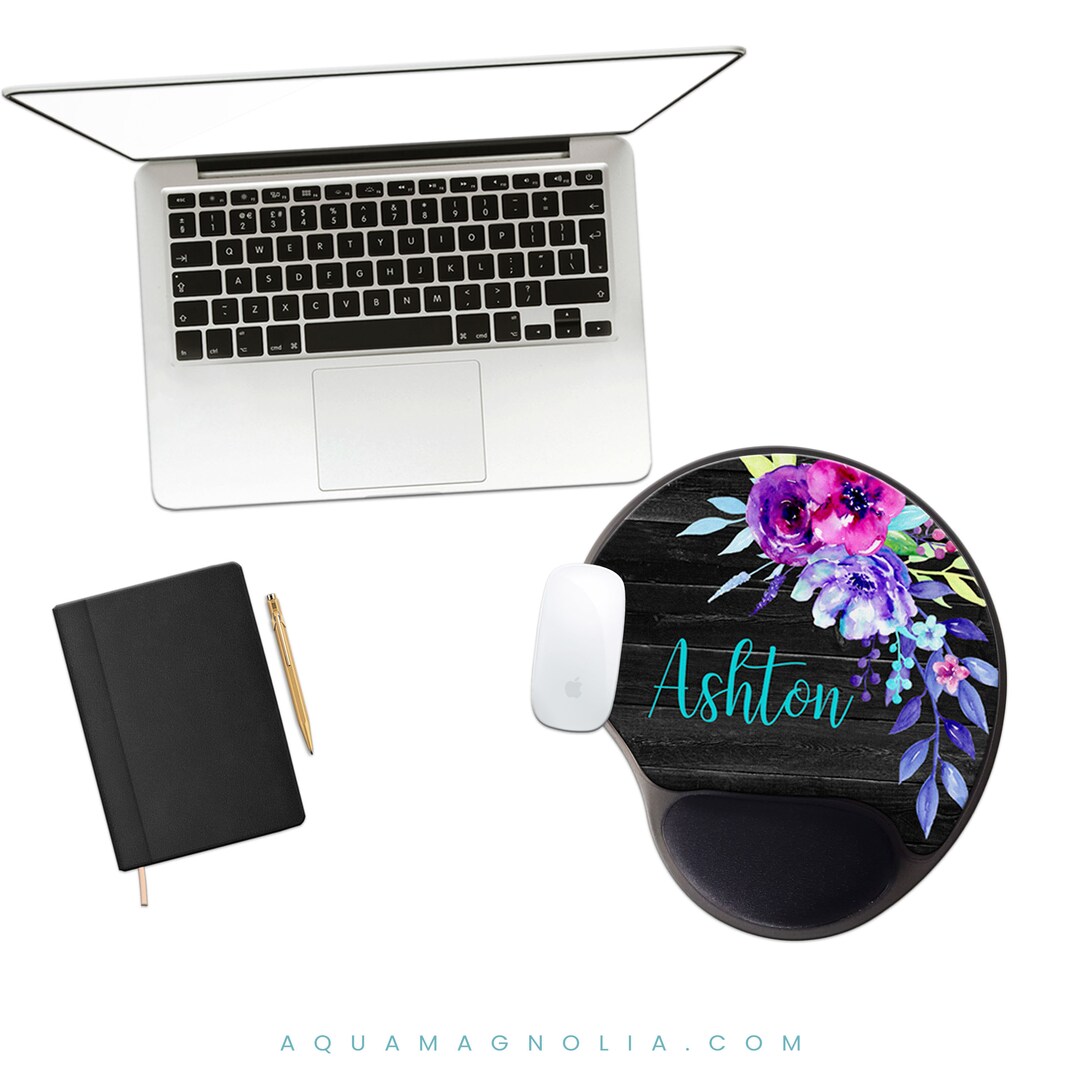 Personalized Gel Wrist Rest Mouse Pad Purple and Pink Ergonomic Work