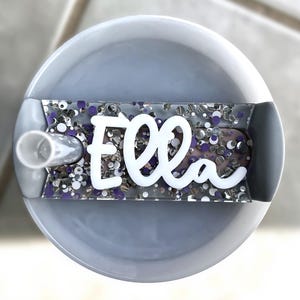 a personalized tumbler name plate for the Stanley Quencher H2.0 FlowState