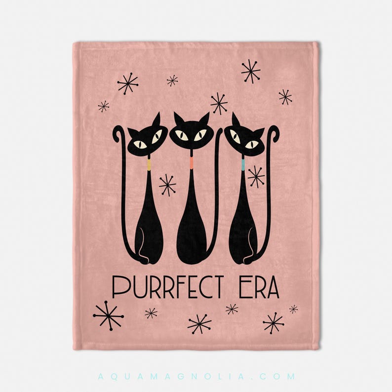 Mid Century Modern Atomic Cat Blanket Etsy