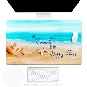 Coastal Beach Scene Desk Pad, Large Keyboard Mat, Office Workspace Protector image 4