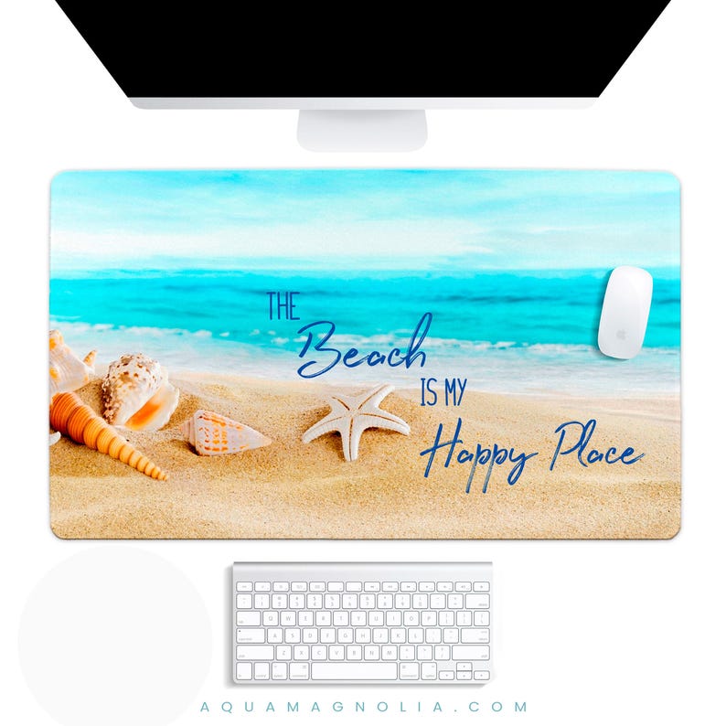 Coastal Beach Scene Desk Pad, Large Keyboard Mat, Office Workspace Protector image 4
