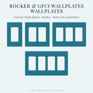 image of custom acrylic rocker and GFCI wall plates available in single, double, triple and quadruple covers.