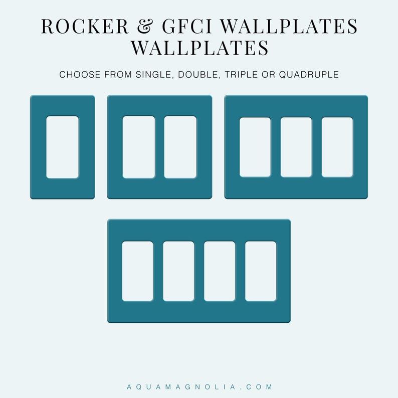 image of custom acrylic rocker and GFCI wall plates available in single, double, triple and quadruple covers.
