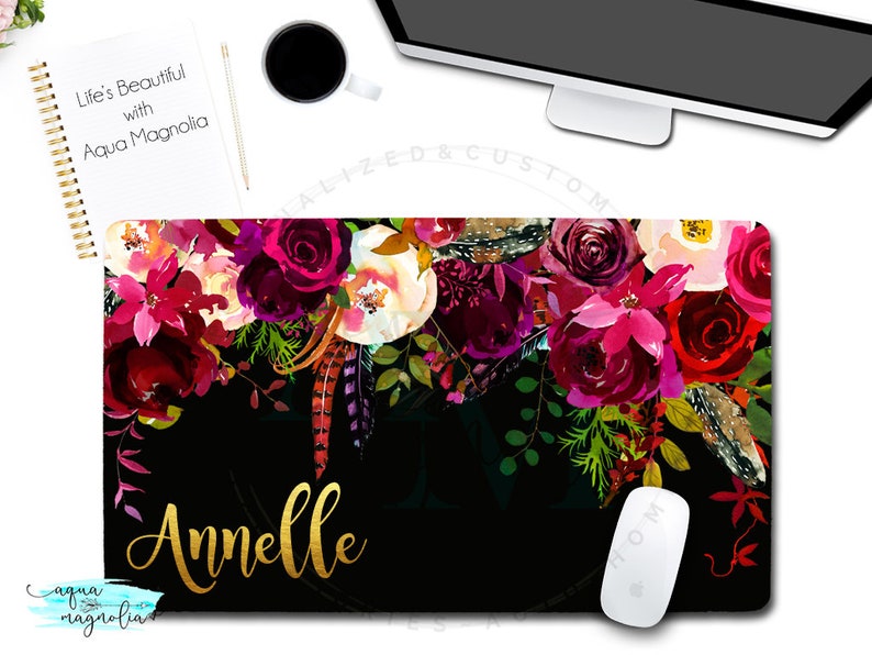 Personalized Desk Pad Monogrammed Desk Mat Desk Accessories Etsy