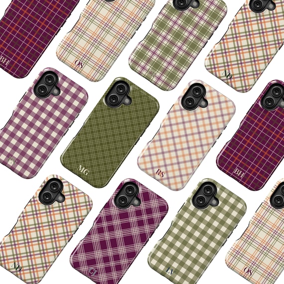 Personalized iPhone Case, Plaid Gingham Patterns for 12–17 Models