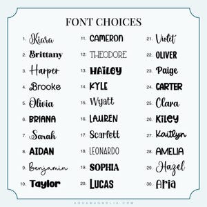 a collection of 30 personalization text fonts - display, handwritten, quirky, script, handwriting, cute, vintage, modern, decorative, pretty, elegant, signature, whimsical, fancy, aesthetic, retro, groovy, serif and sans serif