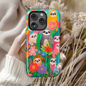 Sloth Garden iPhone Case, Whimsical Phone Protection, Clear, Slim, Tough and MagSafe
