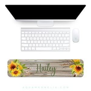 Personalized Keyboard Wrist Rest - Sunflowers - Custom Desk Accessory