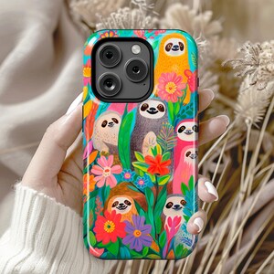 Sloth Garden iPhone Case, Whimsical Phone Protection, Clear, Slim, Tough, MagSafe Compatible