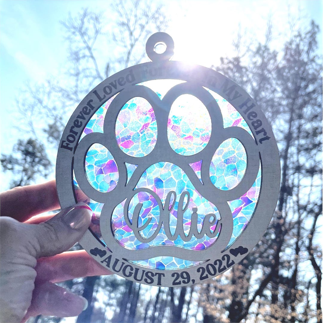 Rainbow Bridge Pet, Personalized Suncatcher Pet Memorial, Dog Paw ...