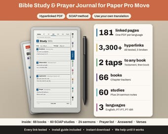 reMarkable Paper Pro Move Bibelstudienjournal | Hyperlinked Prayer Journal, SOAP