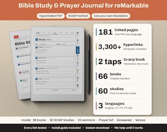 reMarkable Paper Pro, Paper Pure & rM2 Bibelstudienjournal | Hyperlinked Prayer Journal