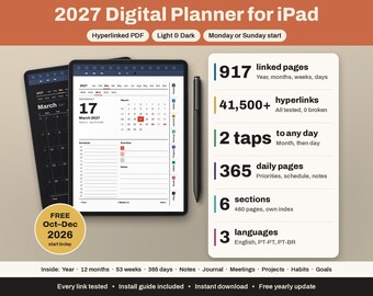 iPad-Planer 2027 | iPad Pro, Air, Mini | GoodNotes | Hell und dunkel