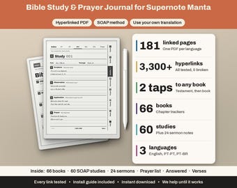 Supernote Manta Bibelstudienjournal | Verlinktes Gebetsjournal, SOAP | Predigtnotizen