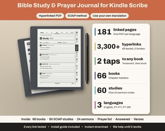 Kindle Scribe Bibelstudienjournal | Verlinktes Gebetsjournal, SOAP | Predigtnotizen