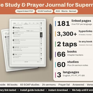 Supernote Bible Study Journal | A5X, Manta, Nomad | Hyperlinked Prayer Journal, SOAP, Sermon Notes