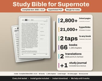 Supernote Bible | Study Bible BSB & KJV, Complete Text for A5X, Manta, Nomad | Hyperlinked Journaling Bible Template