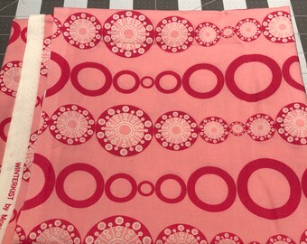 RARE Pink Winterkist modern snowflake fabric - Monica Solorio-Snow - Happy Zombie - Lecien.  OOP 1 yard