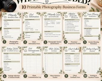 Photographer Booking Form, Photography Client Forms Bundle, Client Information Sheet, Session Questionnaire, Printable PDF