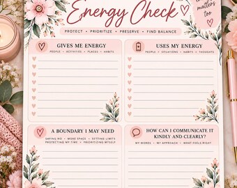 Mental Health Self-Care Tracker Printable, Wellness Journal, Mood & Gratitude Planner (PDF)